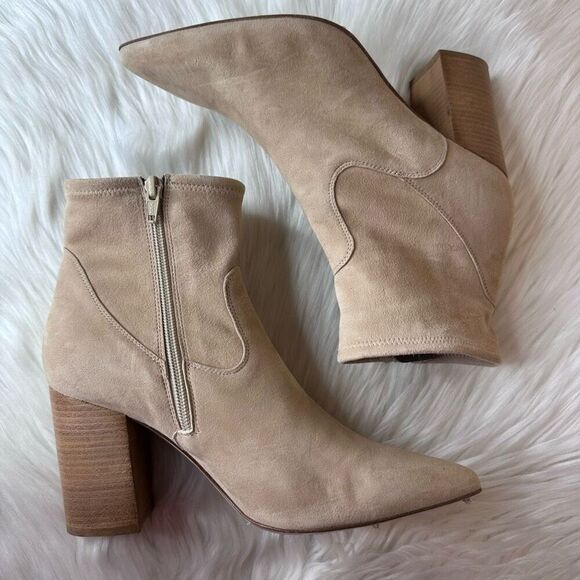 Le Pepe Suede Leather Heeled Ankle Bootie Boots Size 40 Tan - Picture 10 of 12